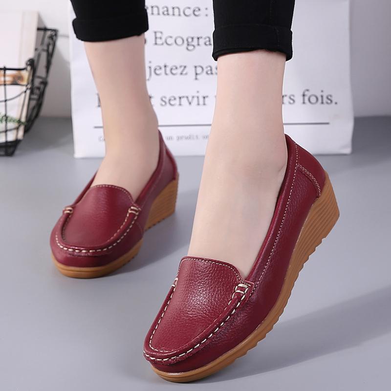 Soft-soled shoes Doudou shoes spring and autumn new mid-heel wedge heel platform hospital nurse shoes