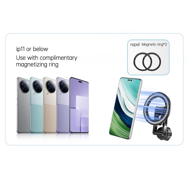 Aluminum Alloy 17mm Ball Head Magnetic Phone Mount With 360 Rotation For Car Vent Dashboard Stand