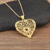 Nidin New Retro Heart Shape Hollow Design Sparkling Zircon Pendant Necklace For Women Men Vintage Jewelry Wholesale Accessories