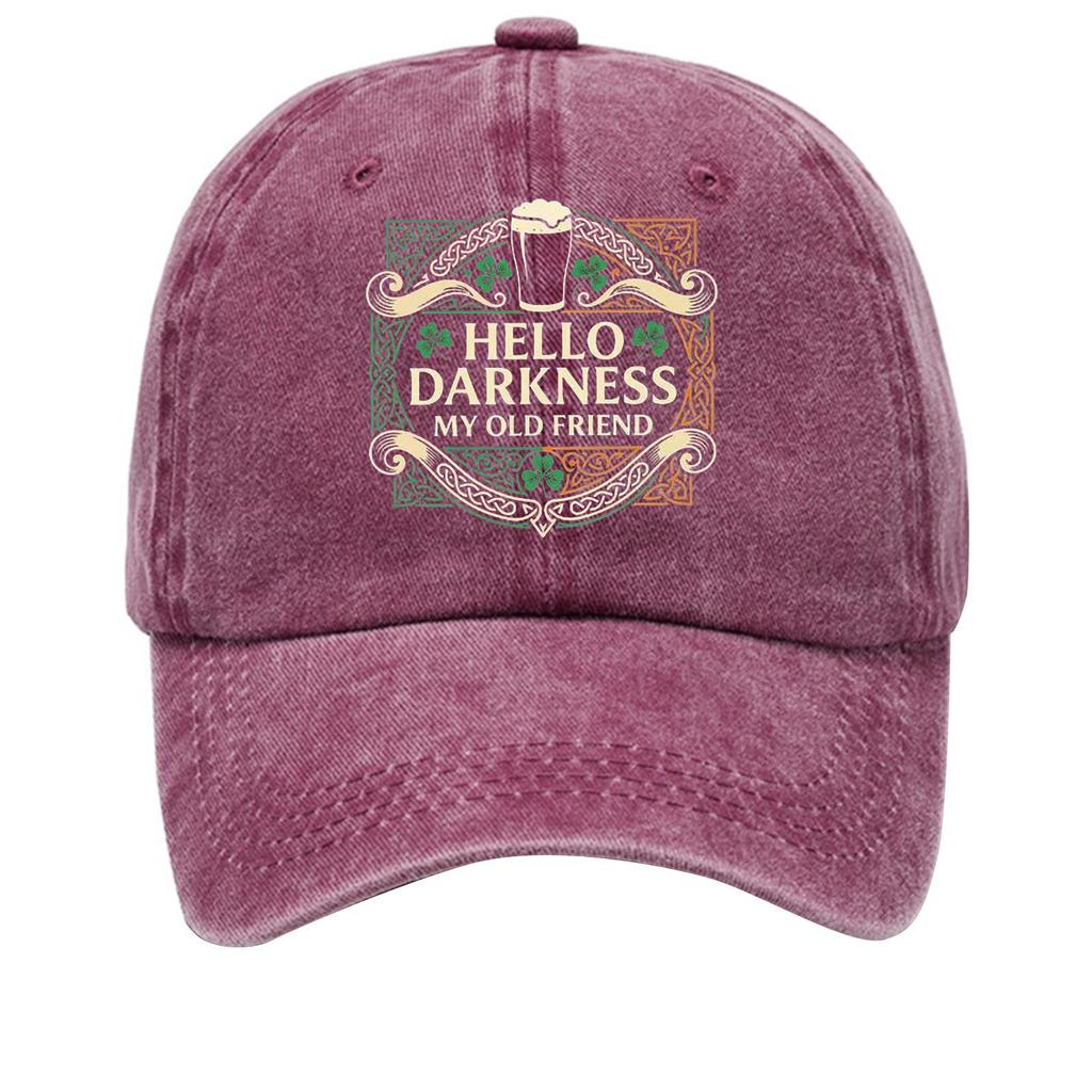 Washed cotton baseball cap with printed distressed soft top denim hat, vintage hat