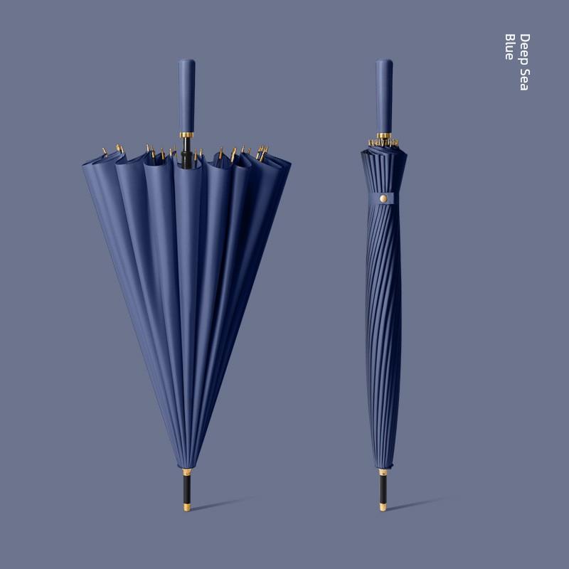 24-Rib Automatic Umbrella, Large Business Straight Umbrella, Double-Handle Factory-Printed Logo Advertising Long-Handle Umbrella