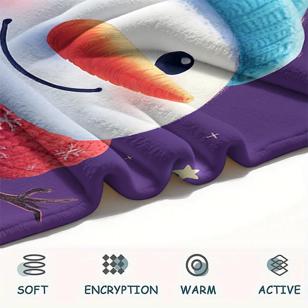 Snowman Print Flannel Blanket, High quality Comfortable for All Seasons, Home Decor, Warmth and Comfort, Perfect for Christmas Gifts