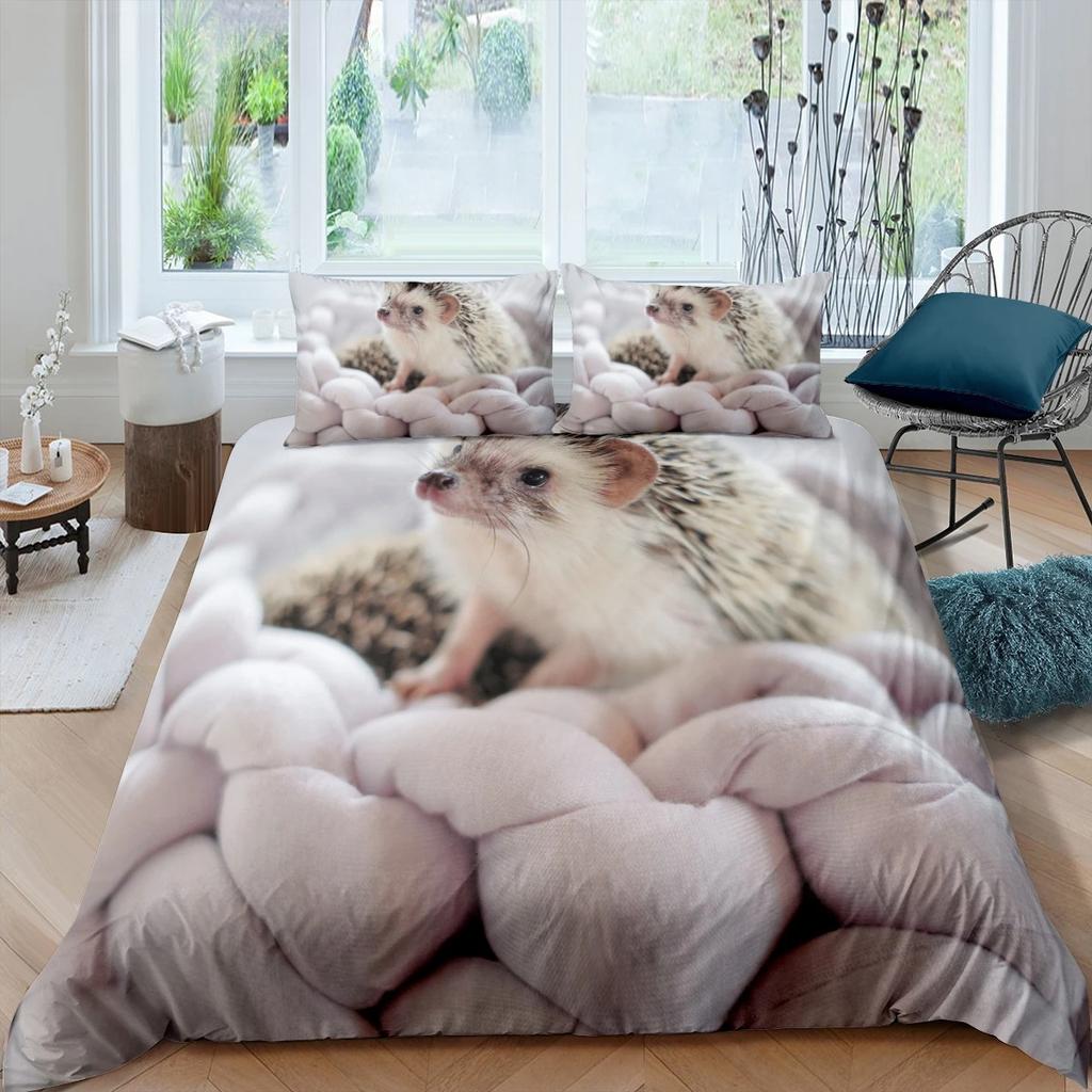 Povlečení s motivem ježka, královská 3D sada s krásnými zvířaty pro děti, teenagery a dospělé, povlečení s divokou zvěří, povlak na polštář, dárky pro děti