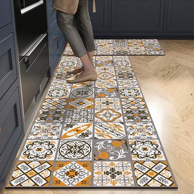 Kitchen Mat Long Area Carpet Foot Mats Non-Slip Bathroom Rugs Absorbent Crystal Velvet Kitchen Floor Mat Doormat Retro Home Deco