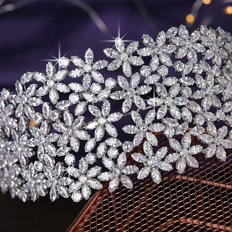Crown Headband Flowers Design Temperament Women Wedding Bridal Hair Accessories Party Tiaras and Crowns Zircon BC5460 Corona