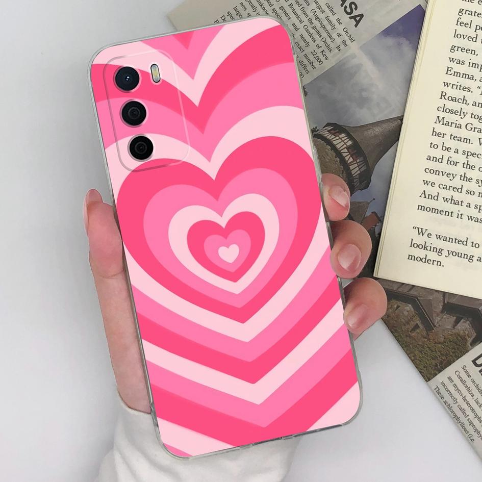 Phone Cases For Oppo A16 A16S A15 A15S A17 A17K A35 A58 Fashion Colorful Love Heart Pattern New Upgrade Clear Silicone Screen Protector For Oppo Shell