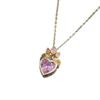 Pink Crown Heart Necklace with Titanium Steel Clavicle Chain - Elegant and Versatile Design.