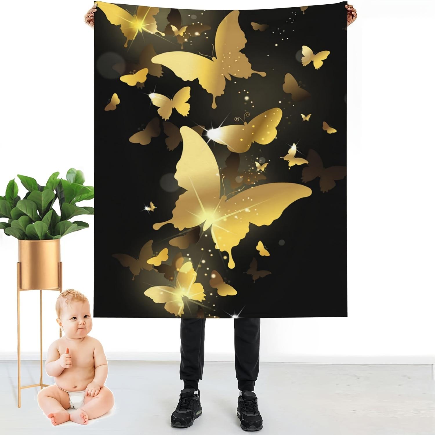 

Golden Butterfly digitalprinted polyester Bedroom velvet flannel soft sofa cover blanket Fleece soft sofa cover blankets 75x100cm
