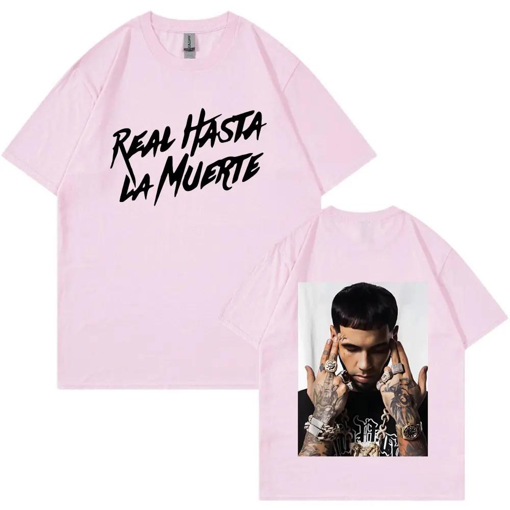 Rapper Anuel AA Real Hasta La Muerte style casual Tshirt fashionable hiphop retro Tshirt suitable for Women