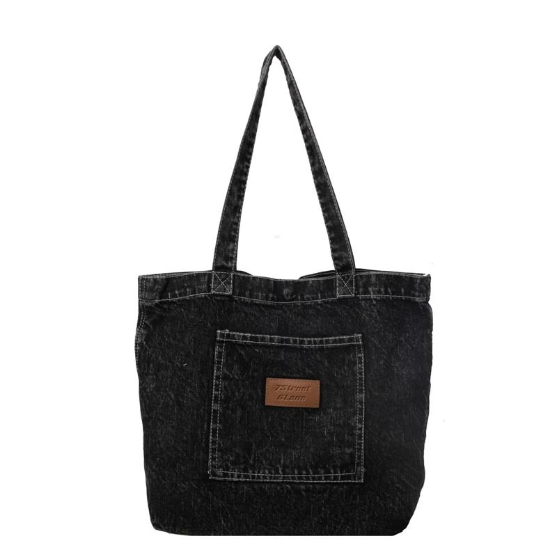 

2026 New High Quality Denim Magnetic Butt Sewing Thread Women s Shoulder Bag Fashi Retro Lightweight Persality Handbag чорний