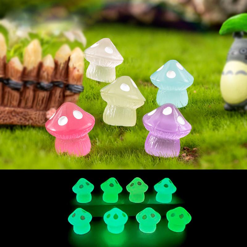 Cute Colorful Glowing Mushroom Resin Decor Luminous Miniature Desk Ornament