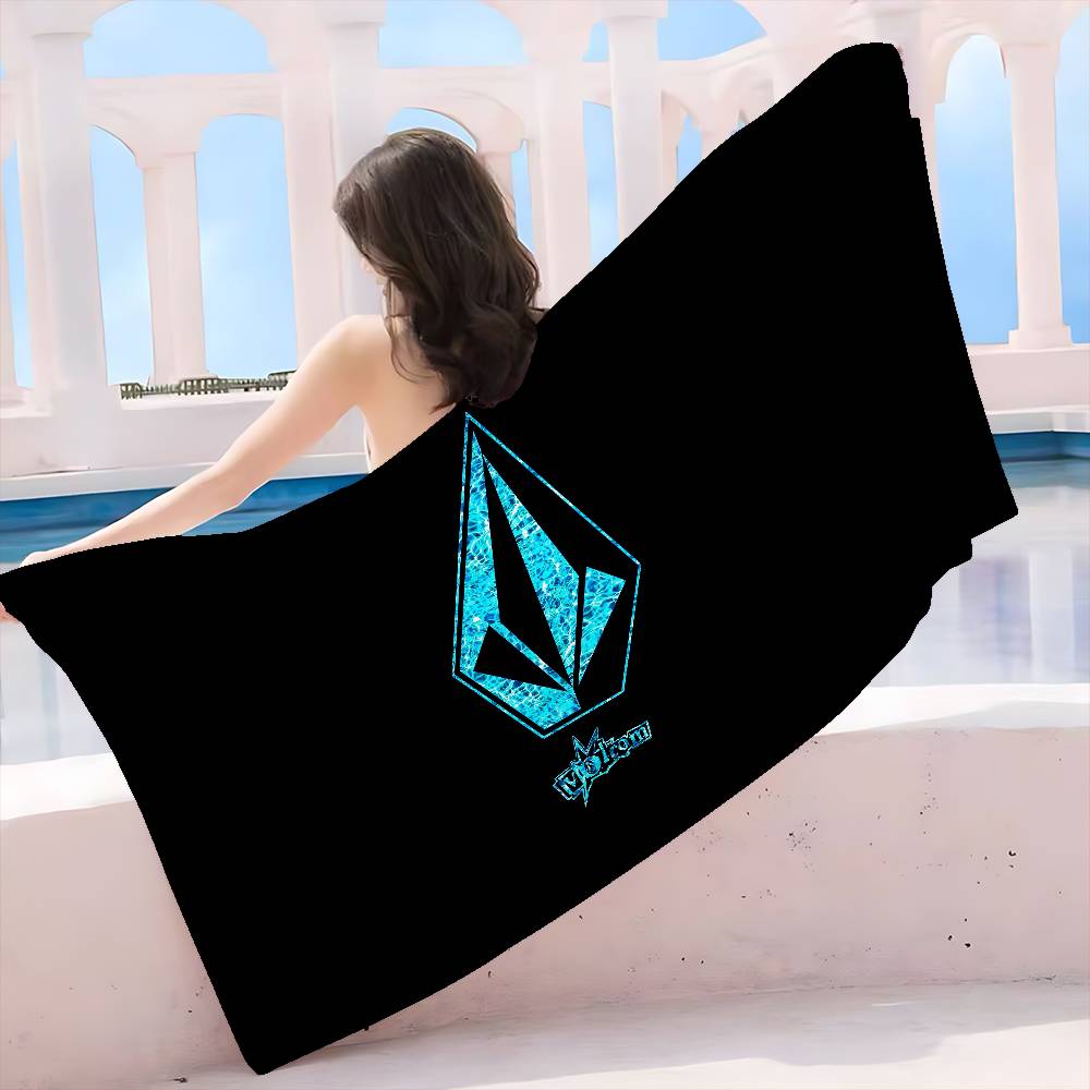 V-Volcoms LOGO Mikrofaser Bedrucktes Strandtuch Bergsteigen Yoga Strand Schwimmen Laufen Saugfähiges Weiches Handtuch