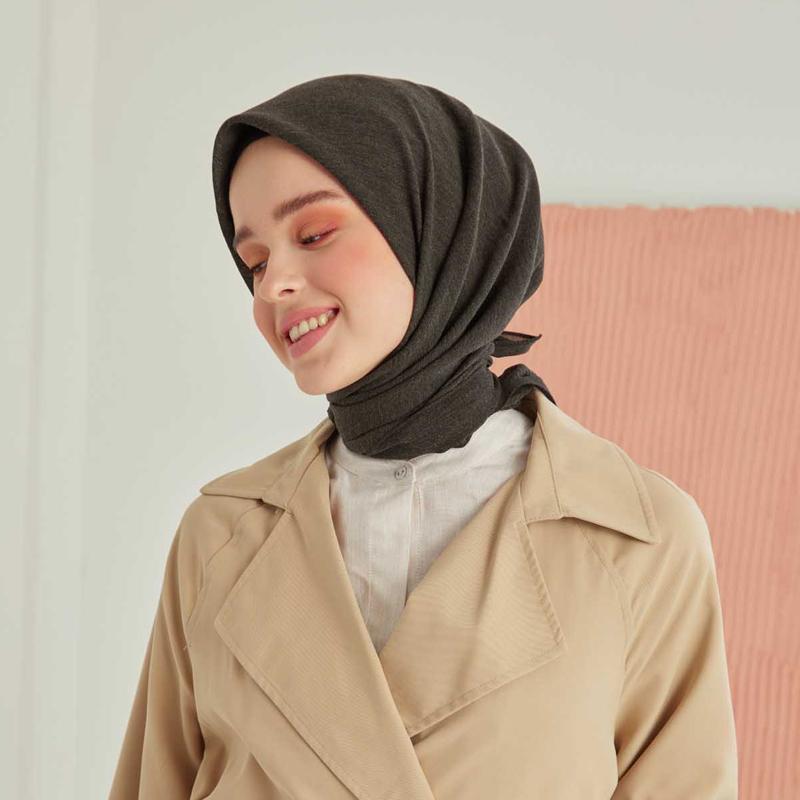 

Miray Khaki / Черный хлопковый шарф 90x90 темные хаки