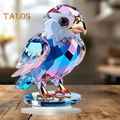 2D Flat Animal Ornament Desktop Acrylic Decoration Owl Rooster Eagle Table Sign with Base for Home Office End Table Mantel Decor