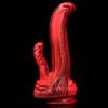 Rotschwarzer Silikon-Monsterdildos, Fantasie-Pferde-/Hundedildo mit Knoten, riesiger Schwanz, dicker Analpenis mit starkem Saugnapf