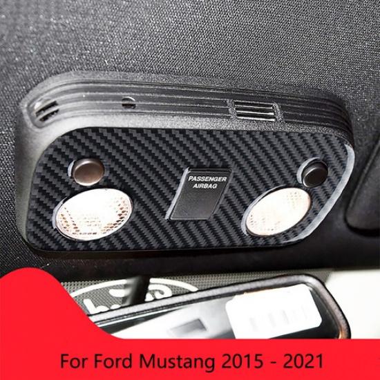 Roof Lamp Reading Light Cover Trim For Ford Mustang 2015- Carbon Fiber Style