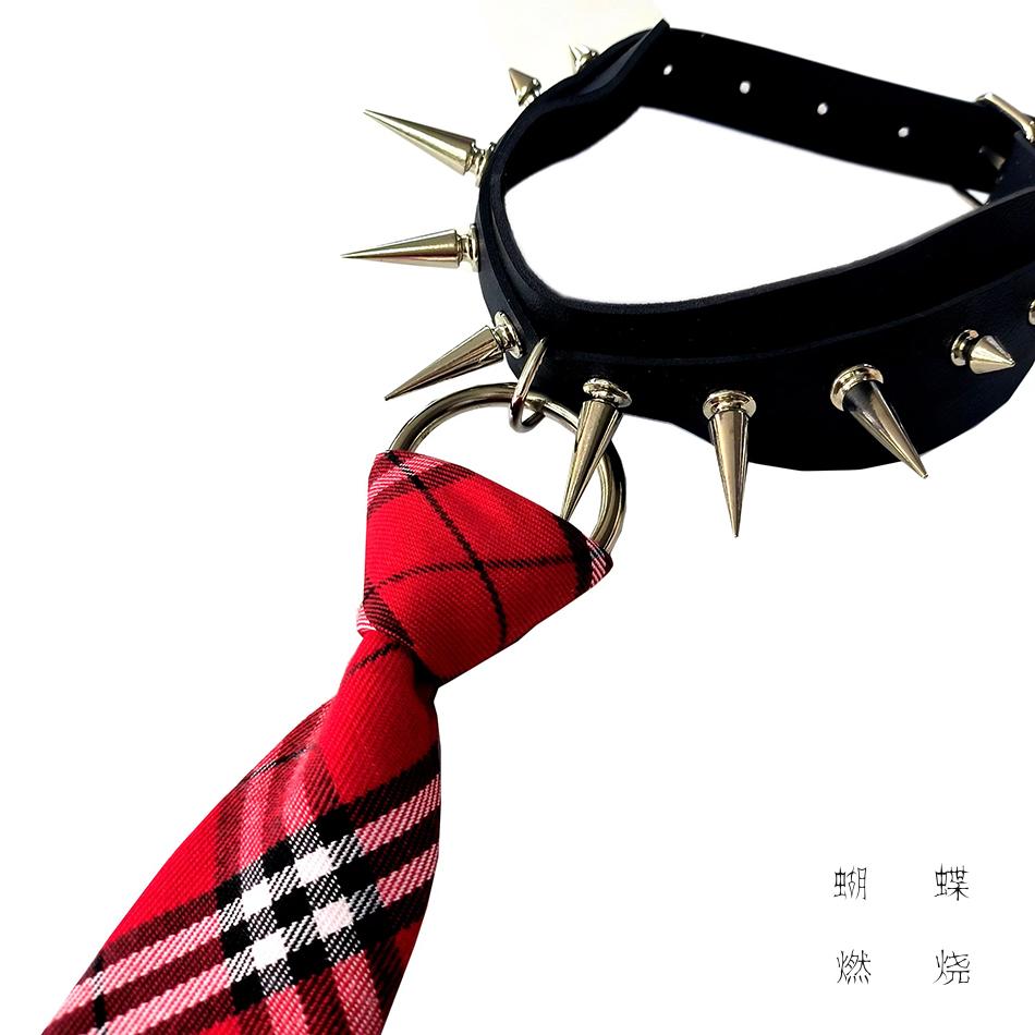 

Fashion Individuality Men s and Women s Necktie Original Handmade Punk Rivet Ties чёрный