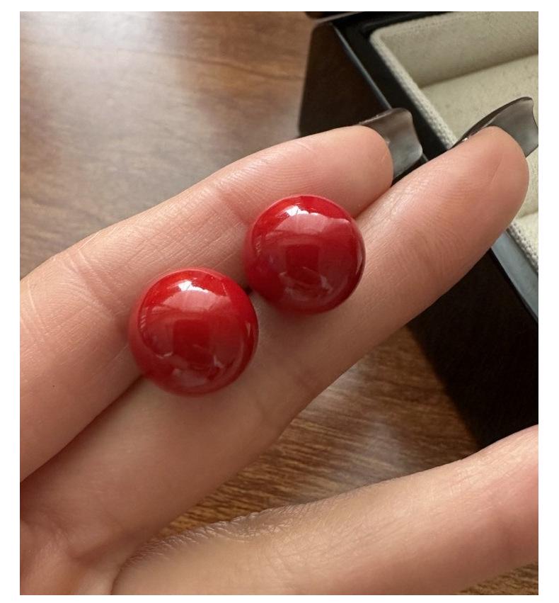 Kolczyki z czerwonymi koralikami ze srebra próby S925, prosty styl w stylu narodowym, biżuteria na uszy na Nowy Rok i Boże Narodzenie.