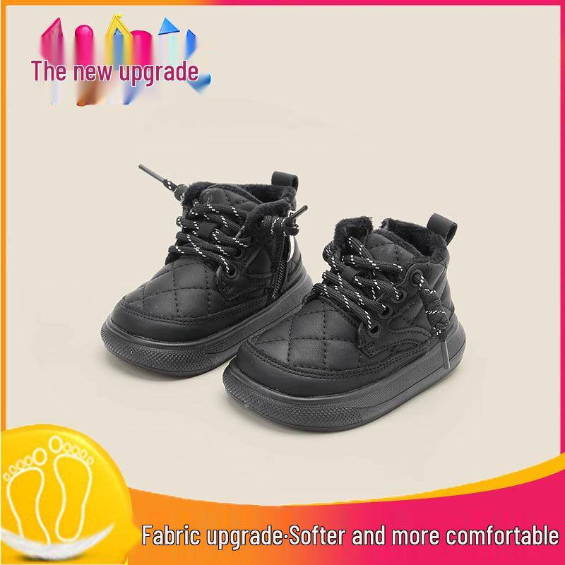 Weiche Sohle Kurze Stiefel für Jungen & Mädchen - Fleecegefütterte Baby Lauflernschuhe & Warme Winter Schneestiefel