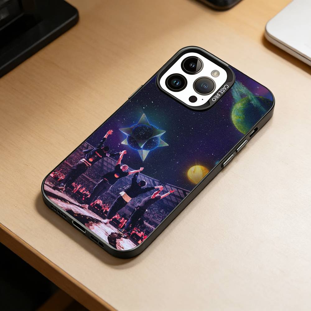 Band C-Coldplay Handyhülle Für iPhone 17,16,15,14,13,12,11 Plus,Pro Max,XS,Bunte Silber Schwarz Hülle
