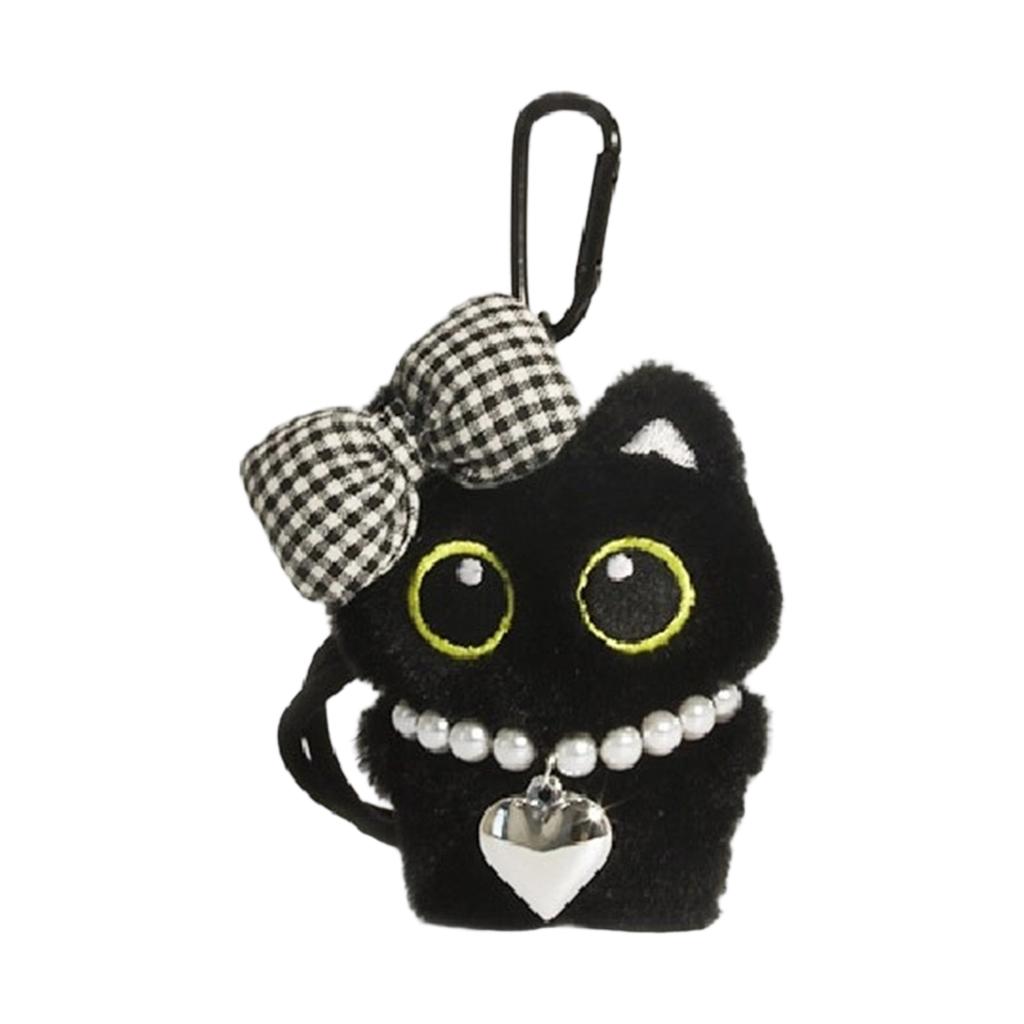 Stylish Adorable Black Cats Bag Charm Plush Doll Portable Accessory for Handbag Decoration and Special Occasions