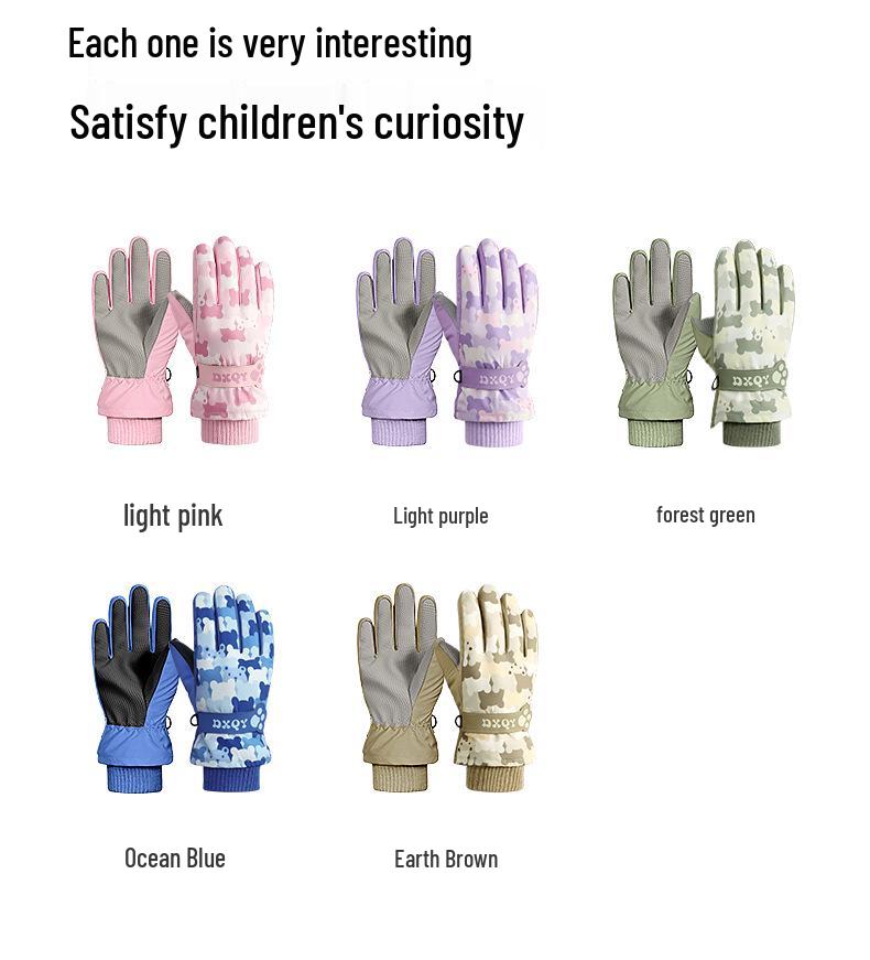 Children's Warm Waterproof Winter Ski Gloves, Non-Slip, Fleece-Lined for Ice Skating and Snow Play