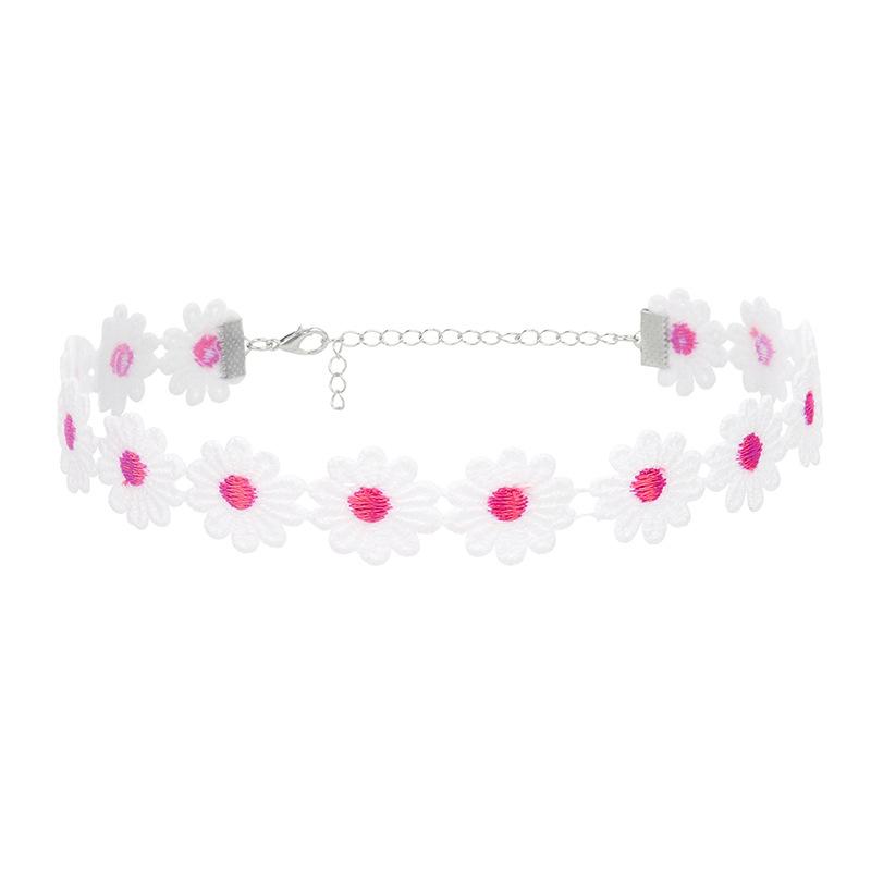 Douyin New Small Daisy Necklace Ins Internet Celebrity Same Niche Lace Choker Flower Necklace