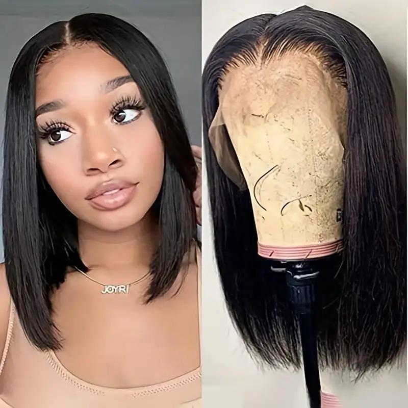 European and American fashion front lace medium and long hair bobo head wig headgear, African front lace wig spot