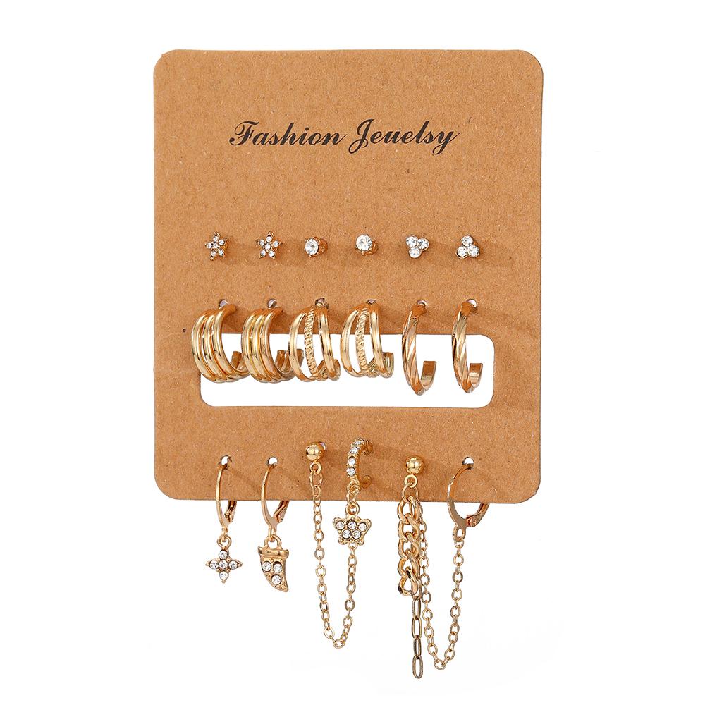 

Набор из 18 предметов, студенческие аксессуары, подарочный комплект серег с бриллиантами Deluxe, трехслойные серьги для вечерние девочек, набор милых сережек с кисточками и полыми бабочками золотой