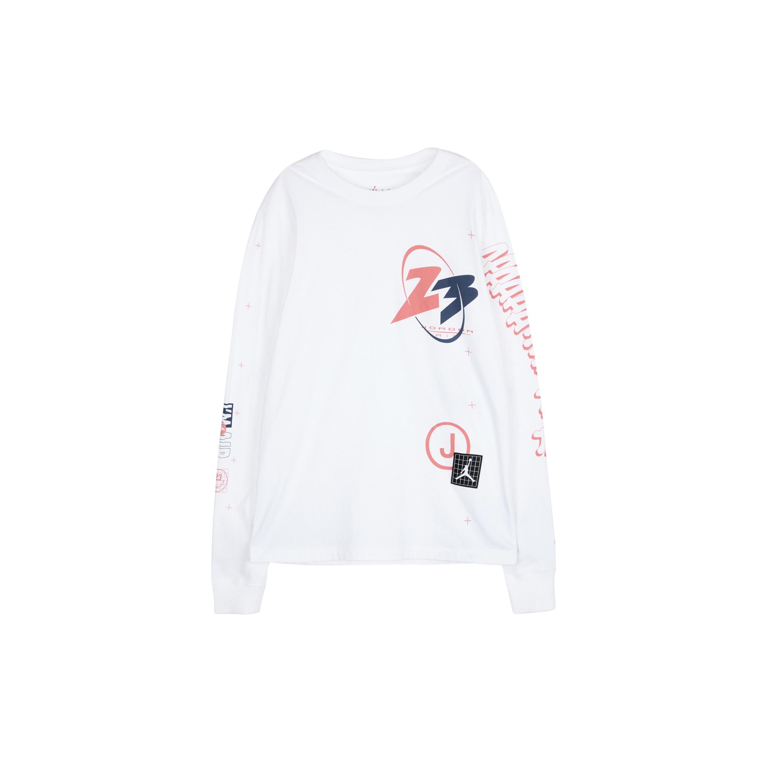 Air Jordan 23 Air Printing Casual Sports Round Neck Long Sleeves White Men s CT3662-100 M