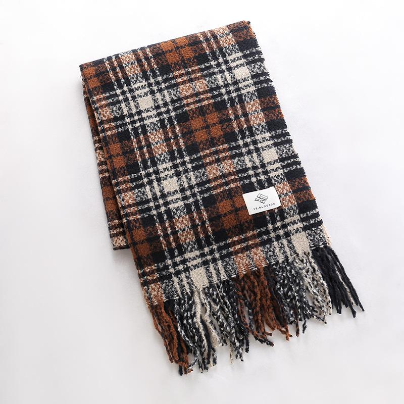 Christmas Red Scarf Women's Winter Plaid Imitation Cashmere Ins Versatile Premium Shawl Student New Year's Gift