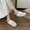 Thick-soled hollowed-out baotou half-slippers for women's summer wear, new one-pedal fishing net shoes, cool slippers