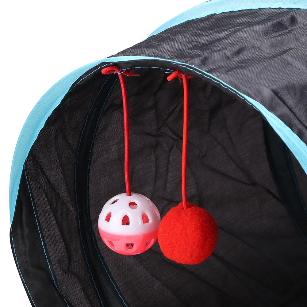 Collapsible Polyester Pet Cat Tunnel Tubes Toy with Crinkle Crackle Paper Peephole Rattle Ball Play Happy