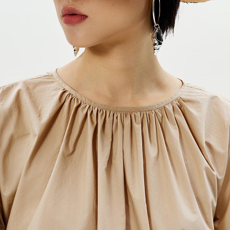 LESS 2025 Summer Cotton Short Sleeve Long Dress