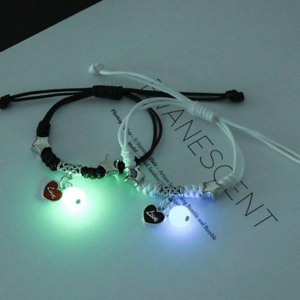 Glow in the Dark Ster Vlinder Koppels Armband Voor Geliefde Ster Hart Hanger Verstelbare Armband Vriendschap Liefde Sieraden Cadeau