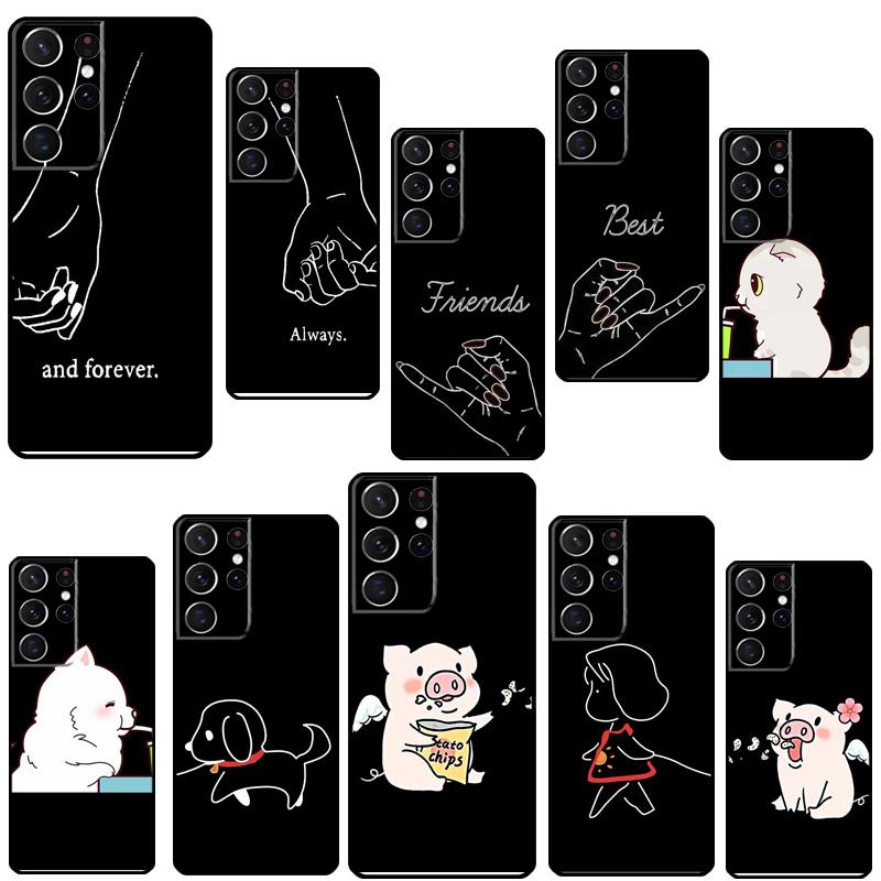 

Черный чехол BFF Best Friends Forever для Samsung Galaxy S21 S22 Ultra S20 FE S8 S9 S10 Note 10 Plus Note 20 Ultra Coque