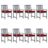 Day and Night - Day and Night Garden Chairs with Cushions 8 Pcs Solid Gray Acacia Wood