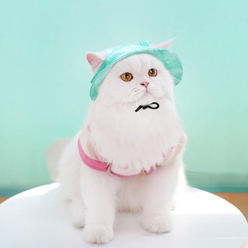 Ombrellino Estivo e Protezione Solare per Cani e Gatti Cappello Anti-perdita per Gatti Fibbia con Cordino Regolabile Cappello da Pescatore Cane Animale Domestico