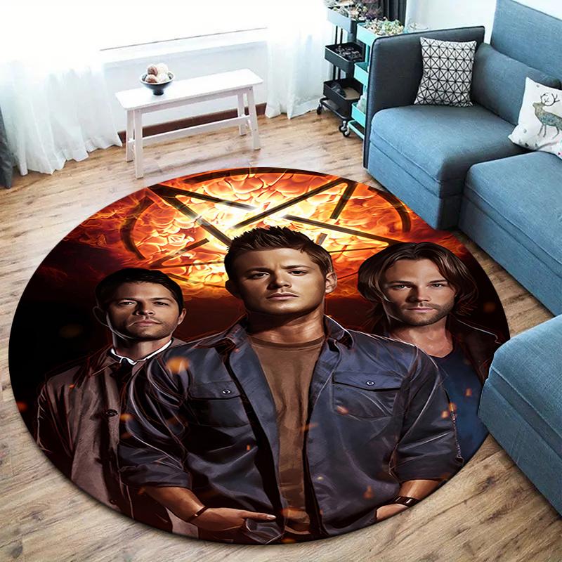Supernatural Round Area Rug,Carpet Rug for Living Room Bedroom Sofa Playroom Decor,Non-slip Floor Mat