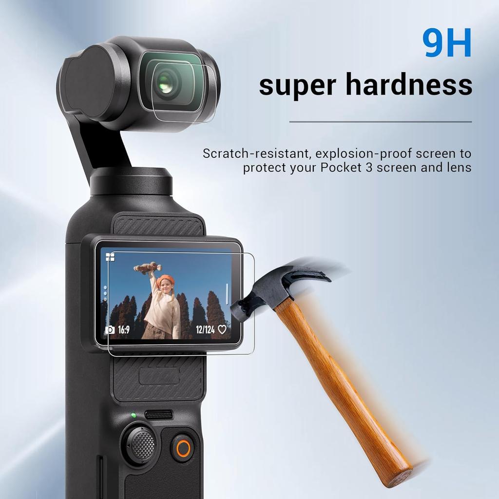 For DJI Osmo Pocket 3/4 Xtra Muse Tempered Glass Screen Lens Protector 9H Hardness HD Clear Anti-Scratch Camera Accessories