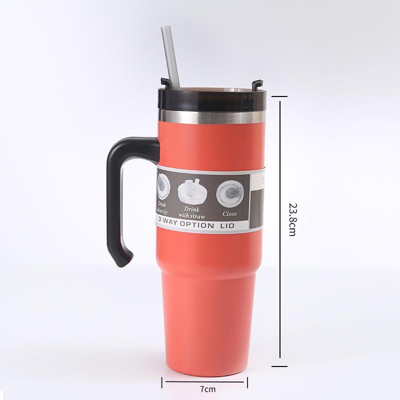 Straw Thermos Cup Male and Female Students Large Capacity Stainless Steel Water Cup Car Portable Coffee Ice Bully Cup