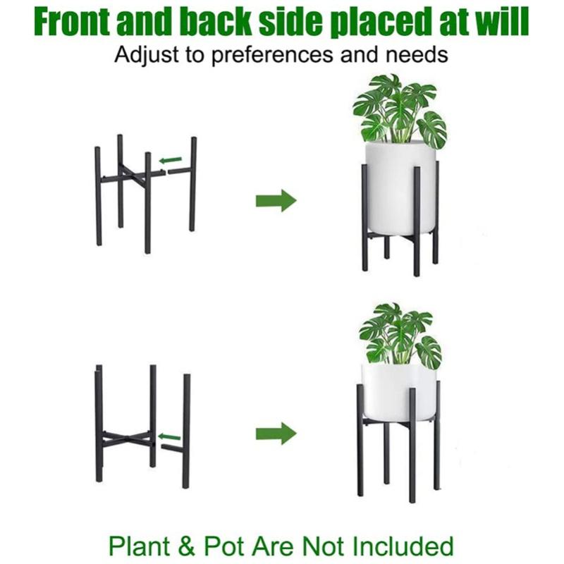 Metal Planter Holder Adjustable Detachable Modern Plant Pot Stand With Wheels For Garden Patio Balcony Office Black