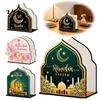 Wooden Tissue Dispenser Napkin Holder, Ramadan-themed Paper Towel Dispenser, Crescent Mosque Stable Organizer Pattern Decorative Holder for