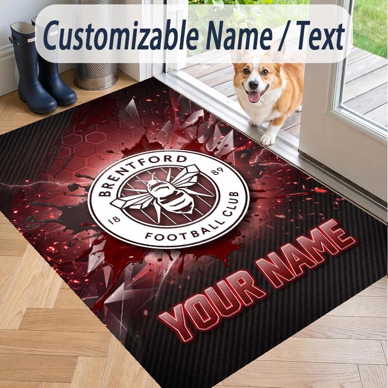 Custom Text Printed Rug Brentford Football Non Slip Floor Carpet For Home Room Decor