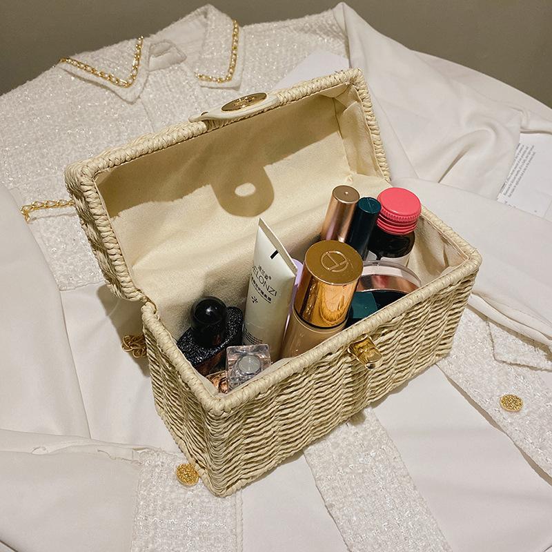 Bolso cuadrado pequeño de tela de verano, bolso de playa de estilo moderno, caja de tela hecha a mano