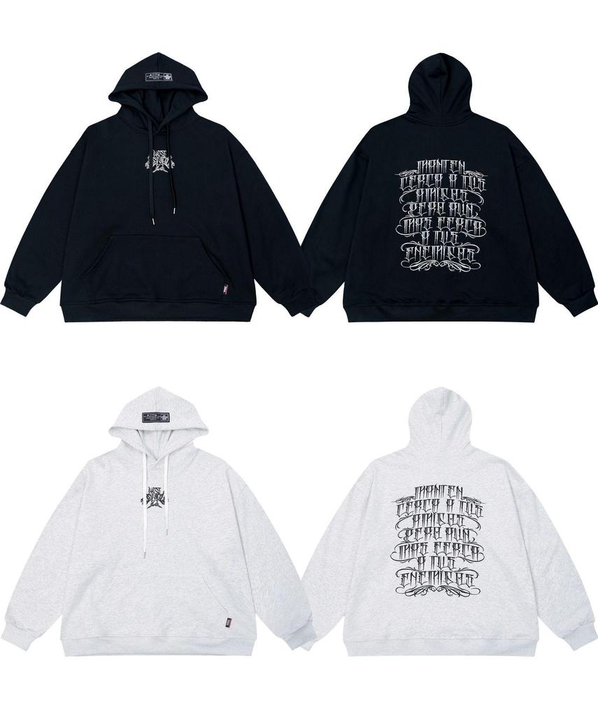 Chicano Lockere Passform Schwer Bestickter Floraler Frottee-Hoodie für Herbst & Winter