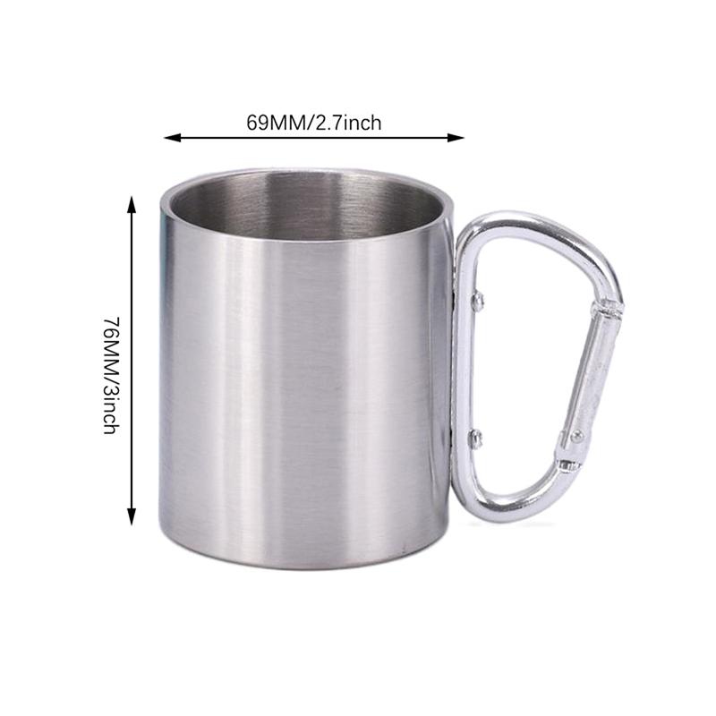 Outdoor Camping Stainless Steel Cup Carabiner Hook Handle Picnic Water Mug Outdoor Travel Hike Portable Cups
