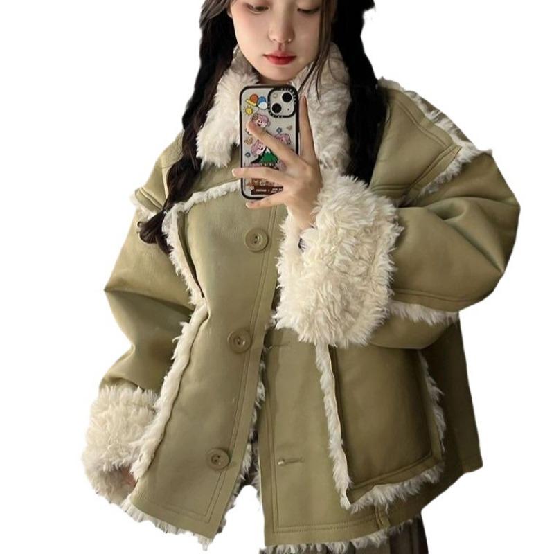 Imitation lamb wool cotton coat women's winter new deerskin fleece fur fur top loose thickened cotton coat
