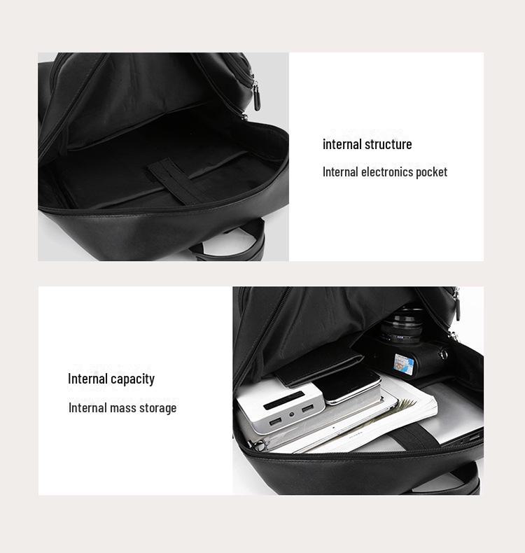 Men's Trendy Large Capacity PU Backpack for Travel and Commute