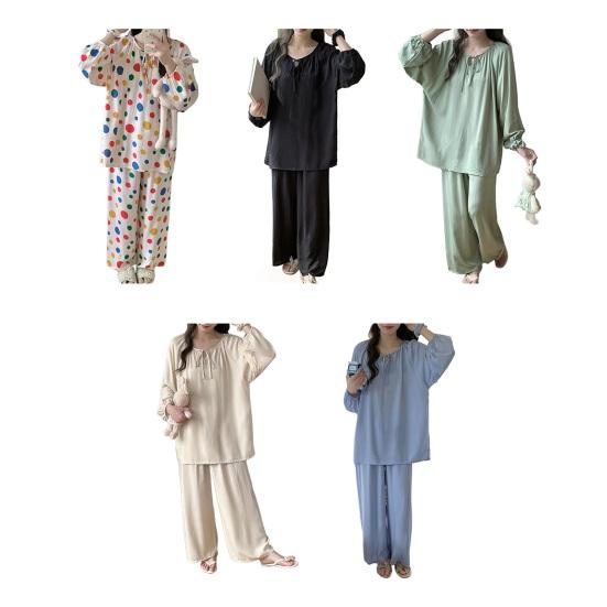 Pajamas Set for Women Long Sleeve Top And Pants Sleepwear Set Casual Loose Lounge 2 Piece Pjs Set for Spring Autumn